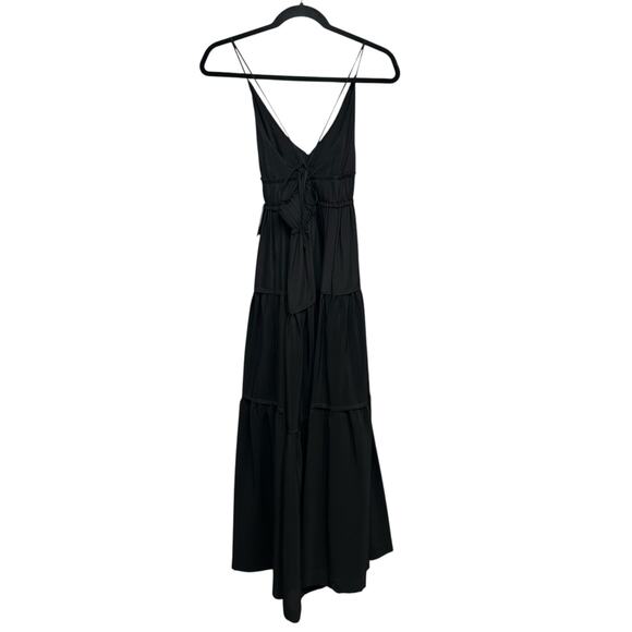 NWT Three Graces London Black 100% Silk Chloe Tiered Maxi Dress Womens 8 / US 4 - Picture 3 of 8